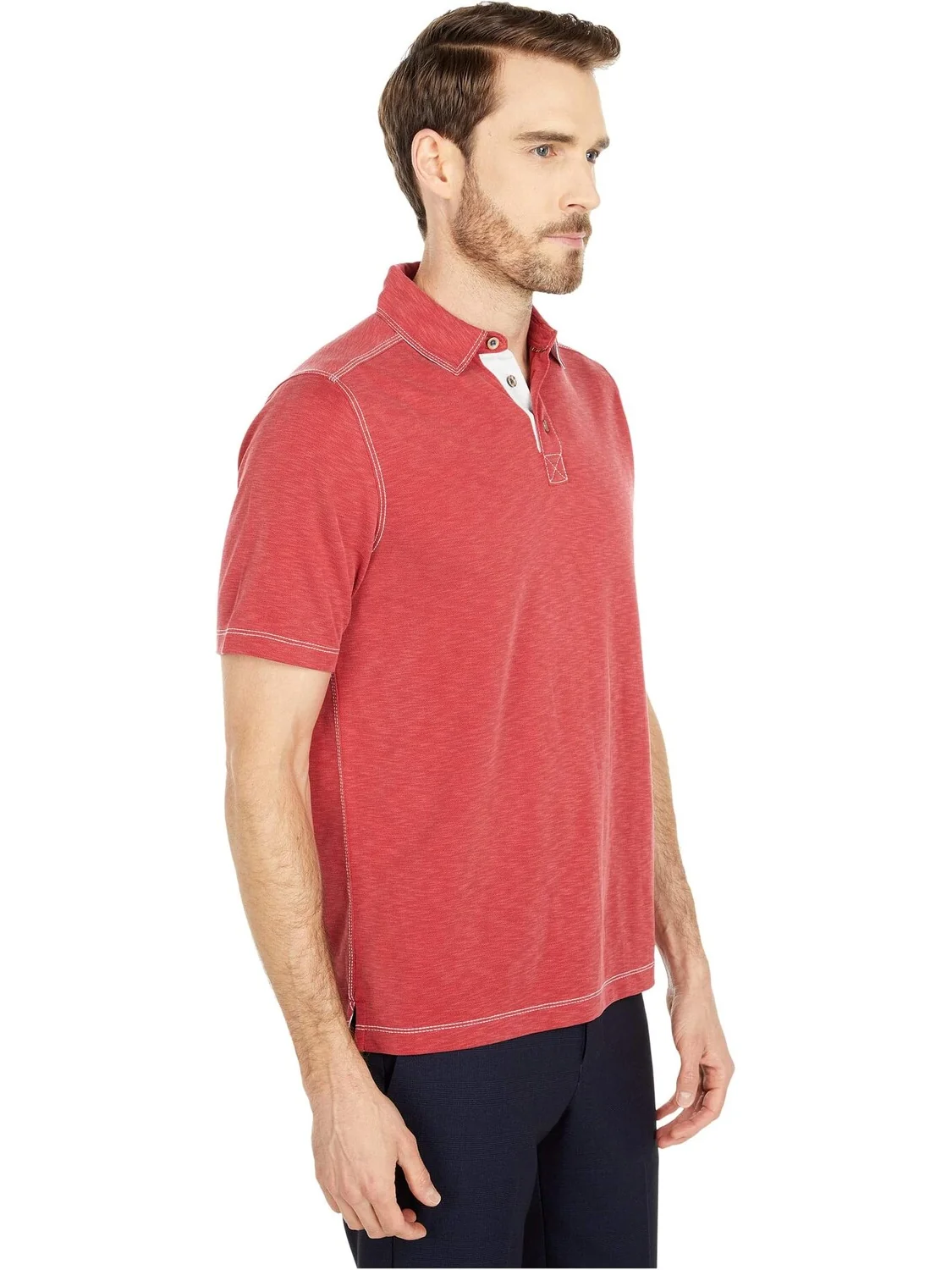 Рубашка-поло Vintage Slub Polo Johnston & Murphy — изображение 4 из 4, красный