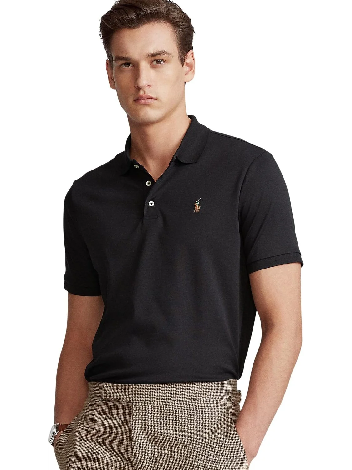 Рубашка-поло Classic Fit Soft Cotton Polo Polo Ralph Lauren — изображение 1 из 2, черный