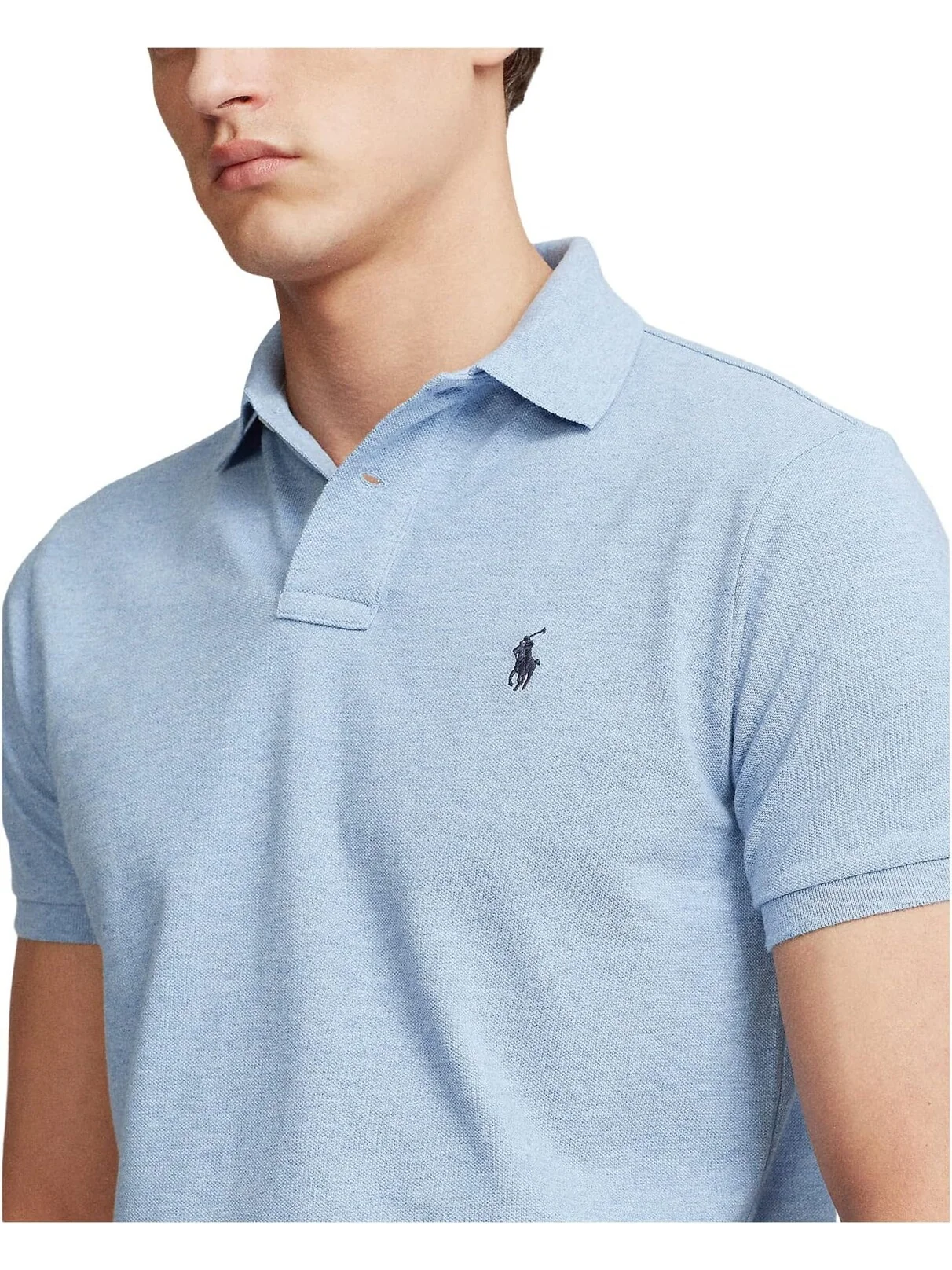 Рубашка-поло Custom Slim Fit Mesh Polo Polo Ralph Lauren — изображение 3 из 4, эвкалиптовый/серый
