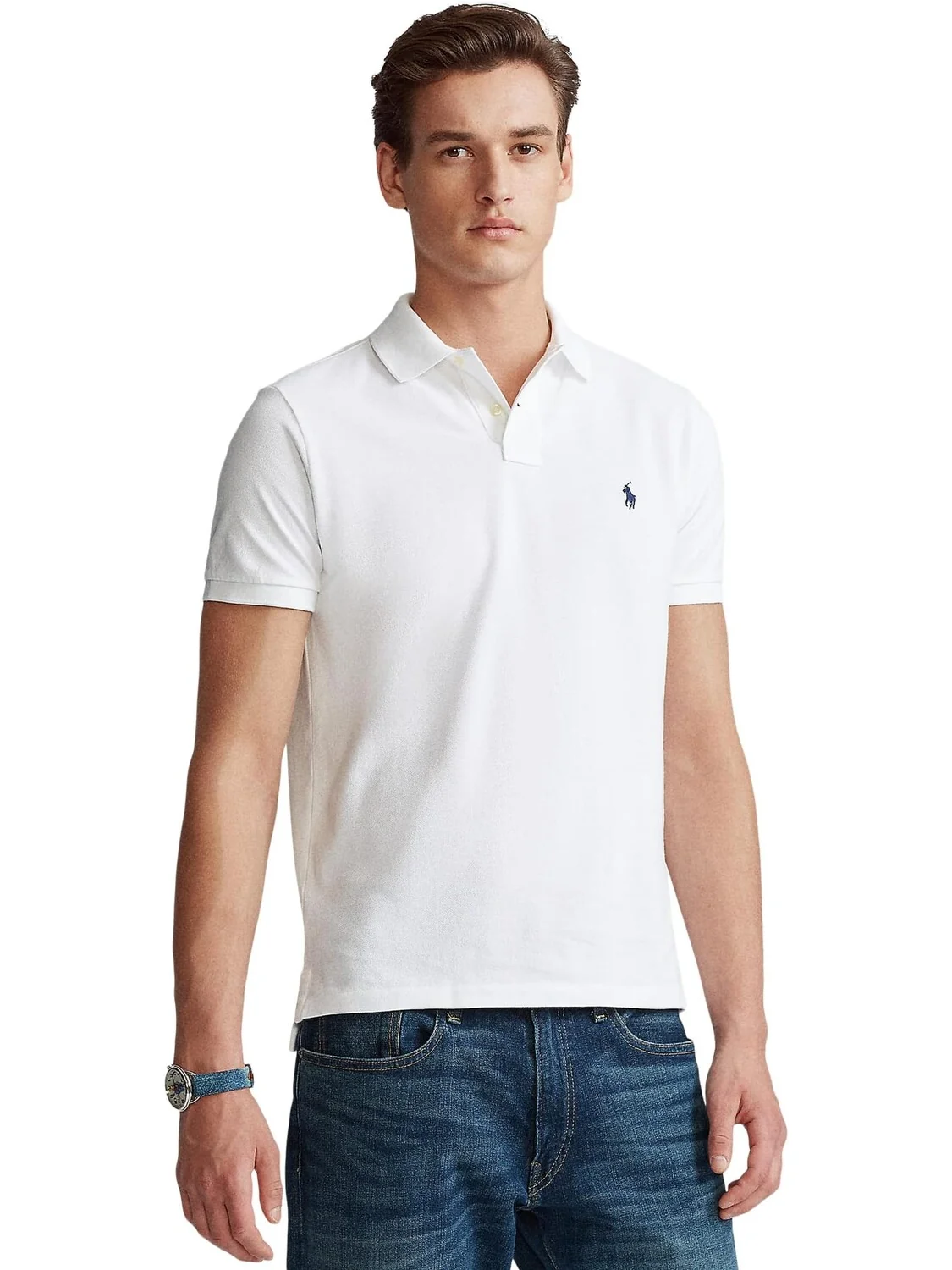 Рубашка-поло Custom Slim Fit Mesh Polo Polo Ralph Lauren — белый