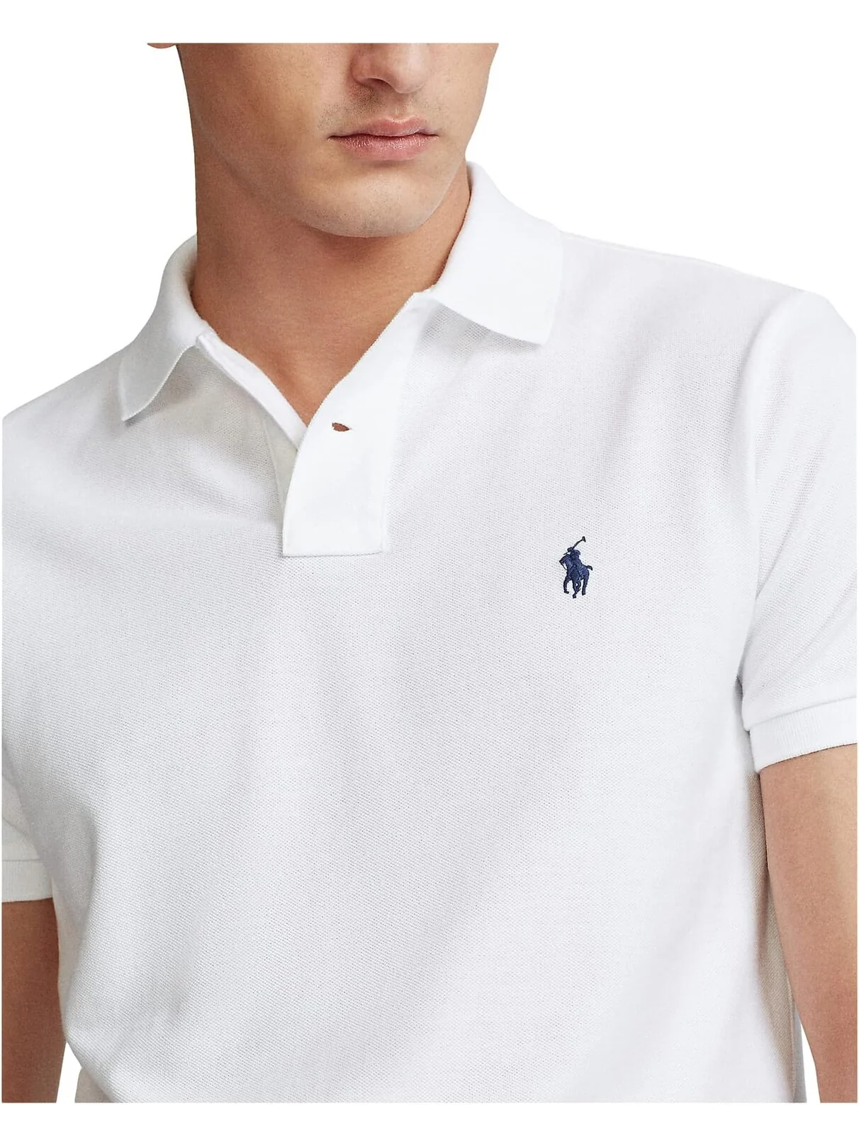 Рубашка-поло Custom Slim Fit Mesh Polo Polo Ralph Lauren — изображение 3 из 4, белый