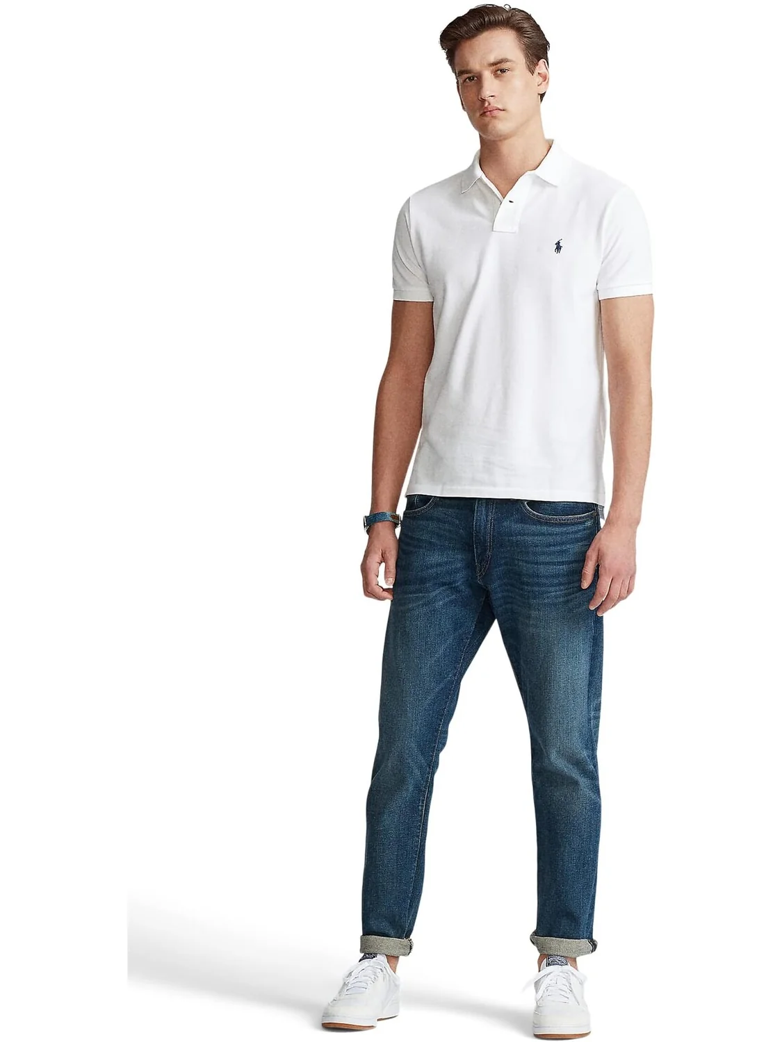 Рубашка-поло Custom Slim Fit Mesh Polo Polo Ralph Lauren — изображение 4 из 4, белый