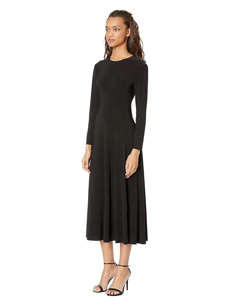 Платье Norma Kamali Long Sleeve Flared — изображение 2 из 3, черный