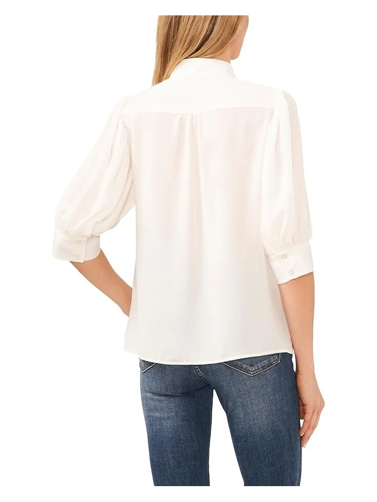Блуза CeCe Elbow Sleeve Open Collar — изображение 2 из 3, слоновая кость