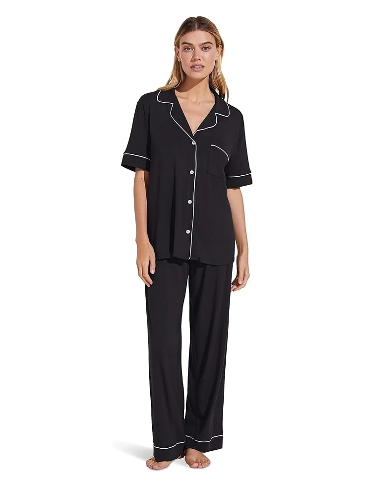 Пижама Eberjey Gisele Short Sleeve Pant — изображение 1 из 4, черный/розовый