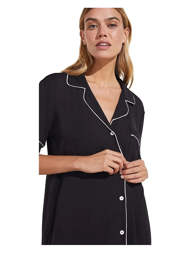Пижама Eberjey Gisele Short Sleeve Pant — изображение 2 из 4, черный/розовый