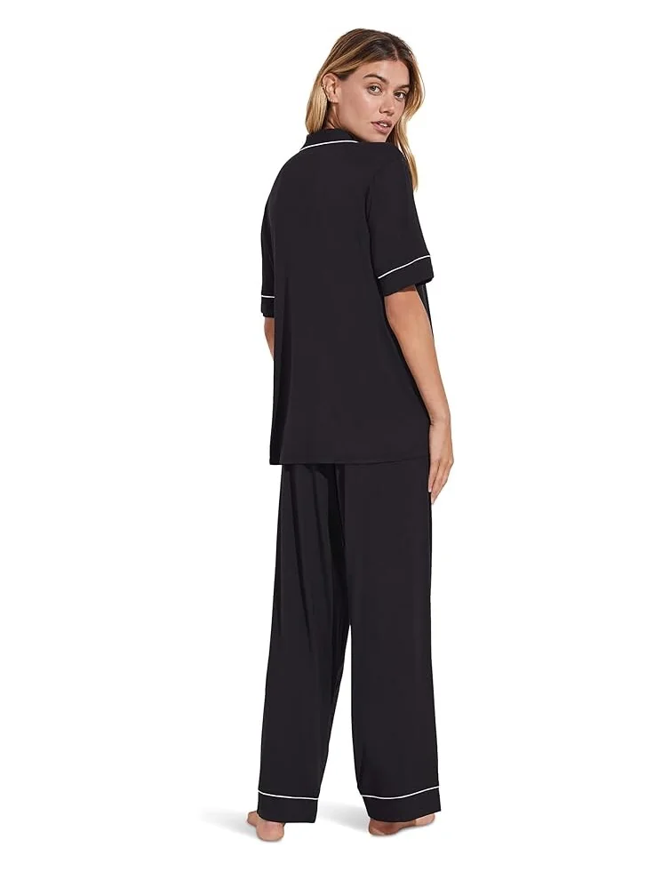 Пижама Eberjey Gisele Short Sleeve Pant — изображение 3 из 4, черный/розовый