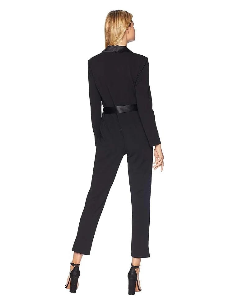 Комбинезон Adrianna Papell Knit Crepe Wrap Top Jumpsuit withs, Slim Pants, and Stretch Charmeuse Collar — изображение 3 из 4