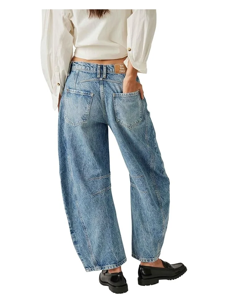 Джинсы Free People We The Free Good Luck Mid-Rise Barrel Jeans — изображение 2 из 4, светлый