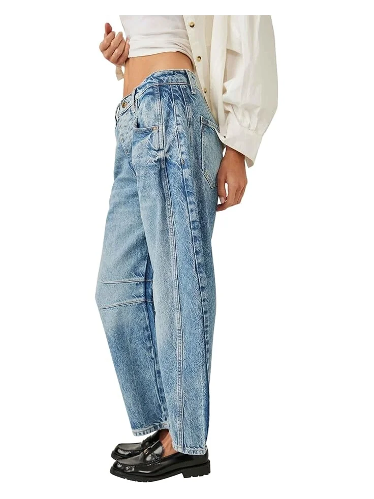 Джинсы Free People We The Free Good Luck Mid-Rise Barrel Jeans — изображение 4 из 4, светлый