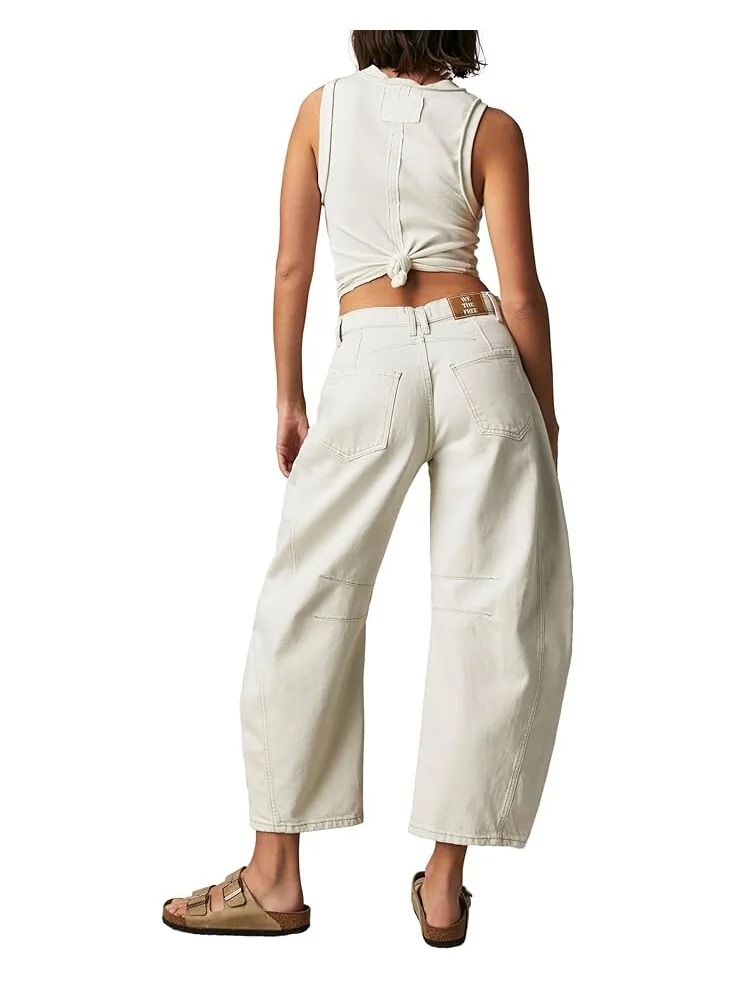 Джинсы Free People We The Free Good Luck Mid-Rise Barrel Jeans — изображение 2 из 2, молочный