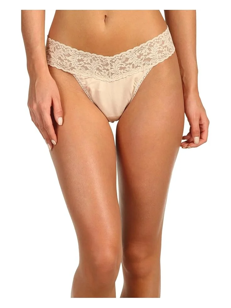Стринги Hanky Panky Organic Cotton Original Rise Thong w/ Lace — изображение 1 из 4, чай