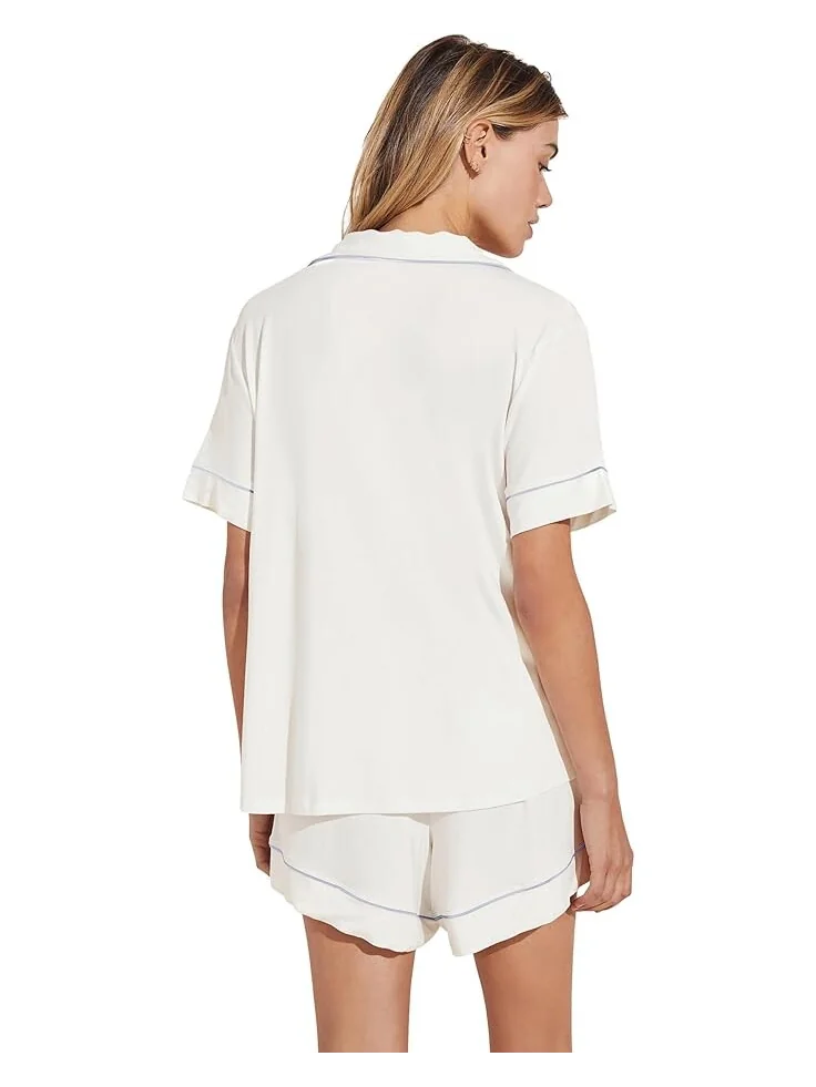 Пижама Eberjey Gisele Relaxed Short PJ Set — изображение 2 из 3, белый/синий