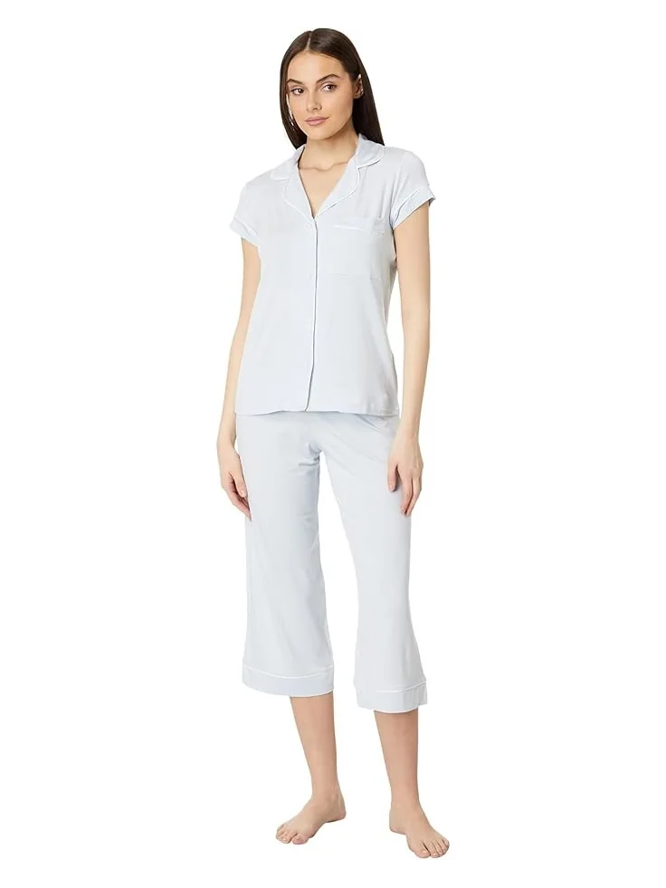 Пижама Eberjey Gisele - The Cropped Pajama Set — изображение 1 из 4, синий/слоновая кость