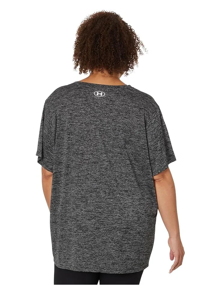 Футболка Under Armour Plus Size Tech Short Sleeve V-Neck Twist — изображение 2 из 4, черный/белый