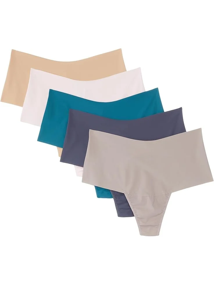 Стринги Hanky Panky BreatheSoft High Rise Thong 5-Pack — изображение 1 из 2, розовый///серый