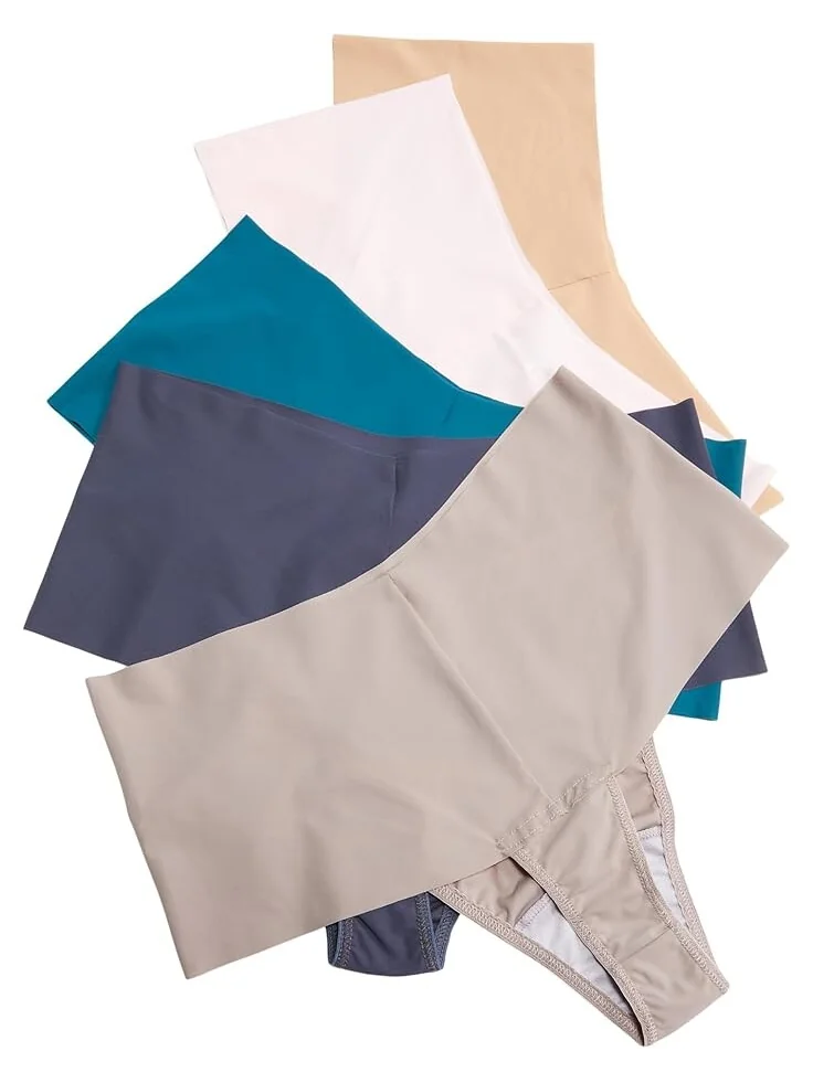 Стринги Hanky Panky BreatheSoft High Rise Thong 5-Pack — изображение 2 из 2, розовый///серый