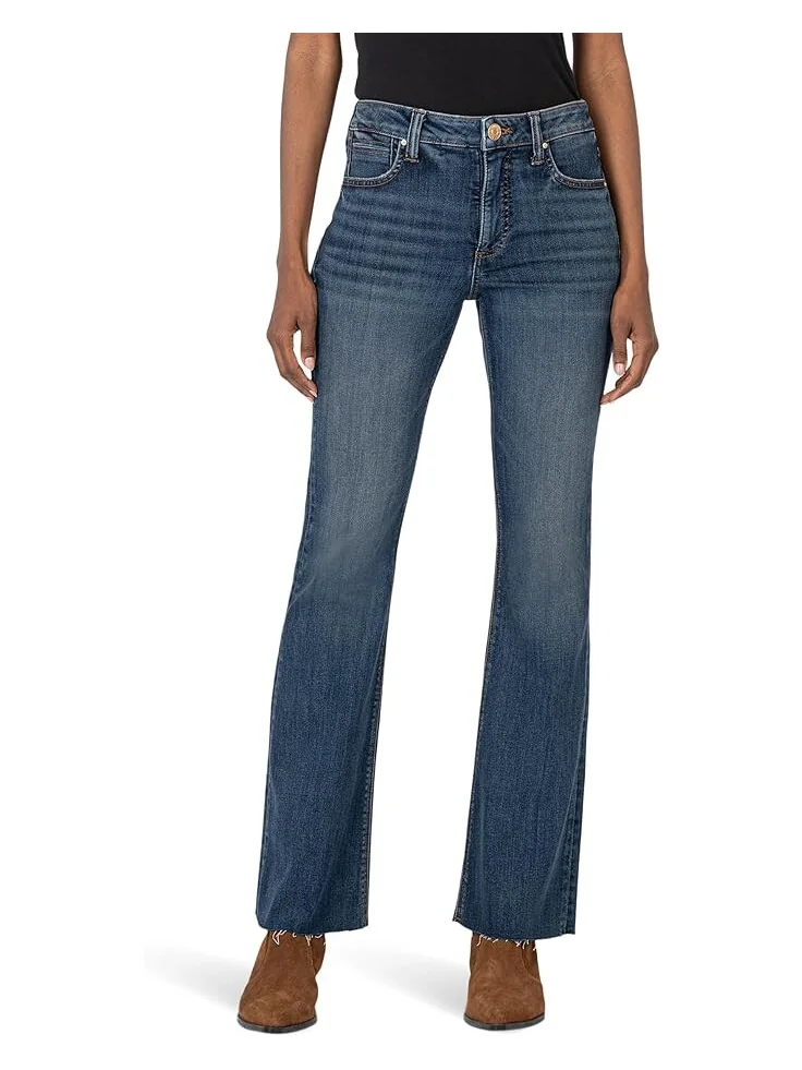Джинсы KUT from the Kloth Stella High-Rise Fab Ab Flare W/Raw Hem, цвет Decent — изображение 1 из 3