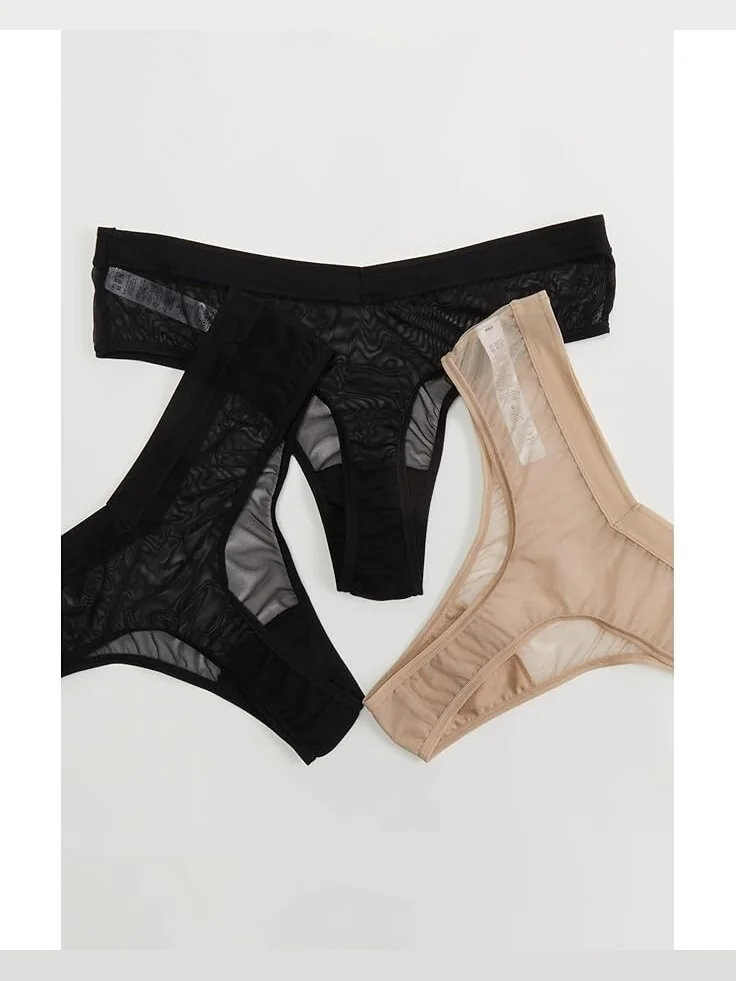 Стринги Hanky Panky Mesh High Cut Thong 3-Pack — изображение 2 из 2, черный/черный