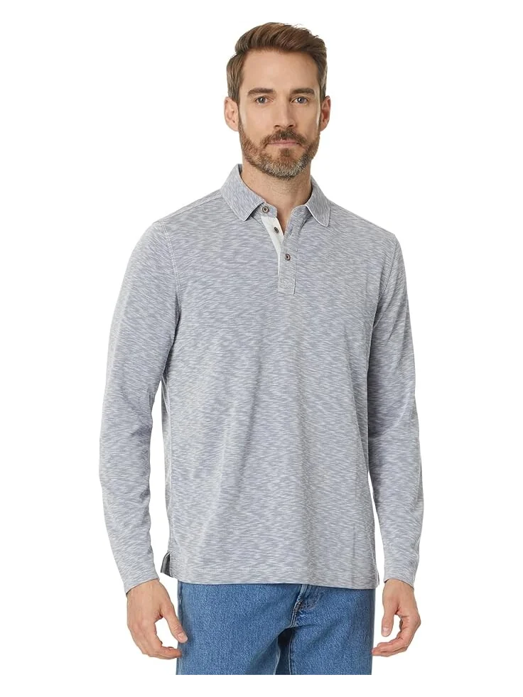 Поло Johnston & Murphy Vintage Slub Long-Sleeve Polo — изображение 1 из 4, синий