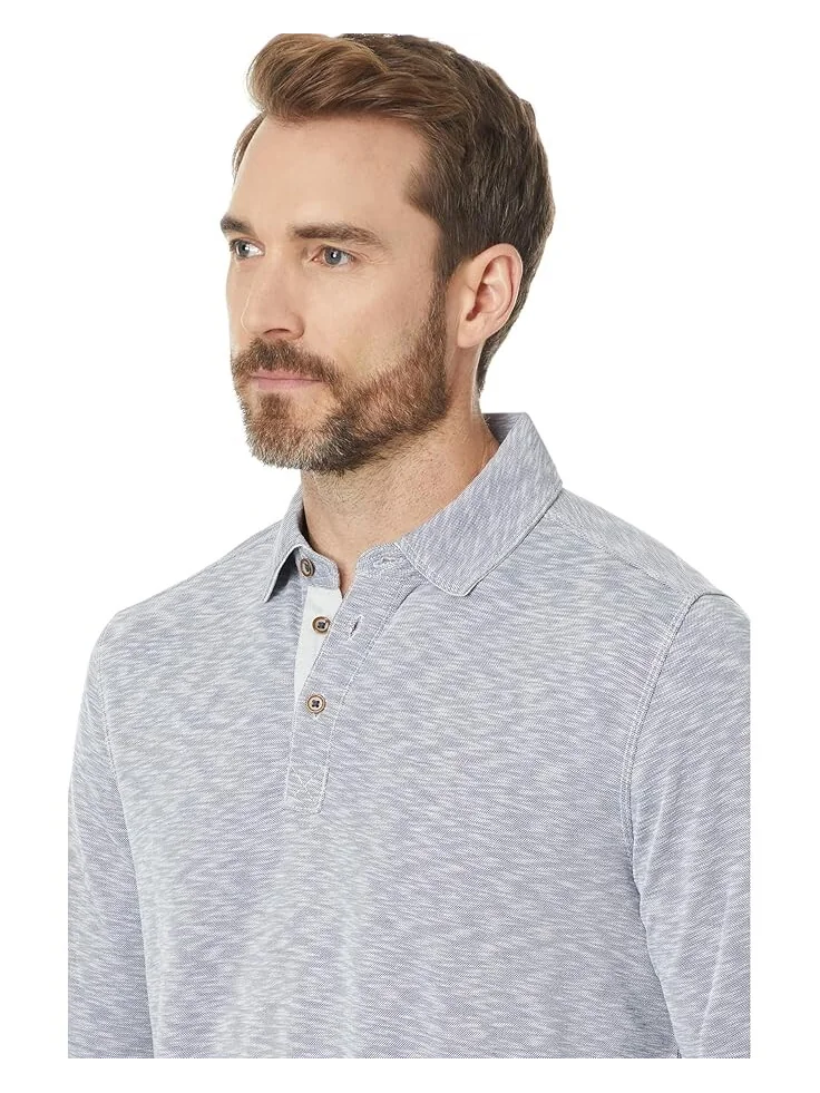Поло Johnston & Murphy Vintage Slub Long-Sleeve Polo — изображение 3 из 4, синий