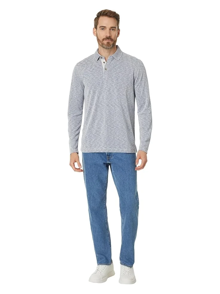 Поло Johnston & Murphy Vintage Slub Long-Sleeve Polo — изображение 4 из 4, синий