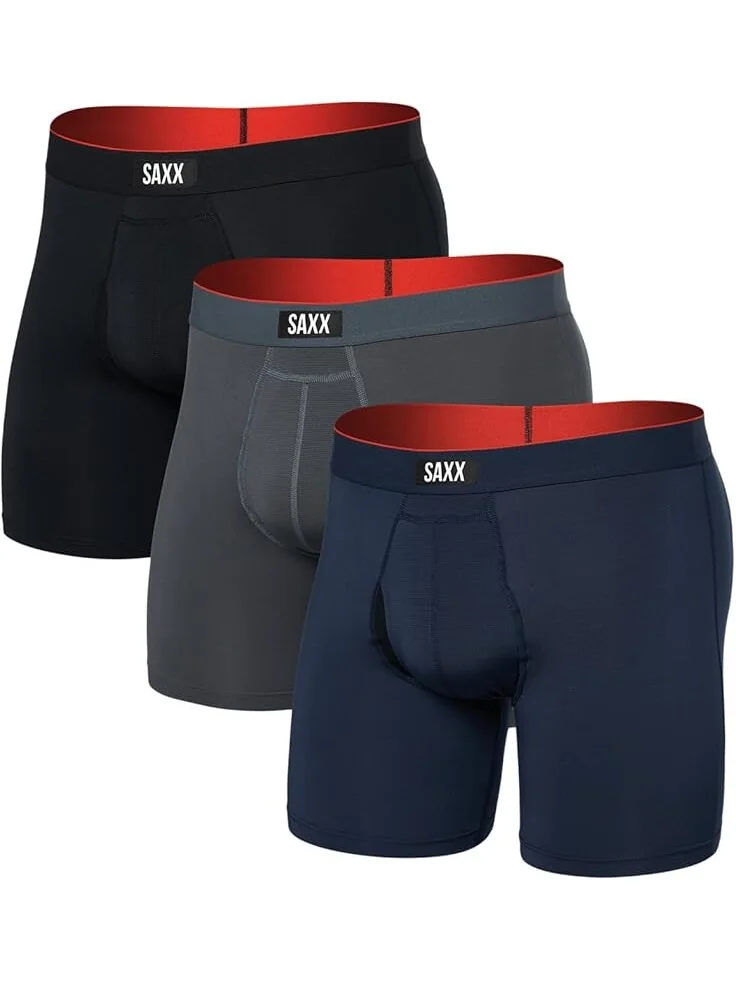Боксеры SAXX UNDERWEAR Multi-Sport Mesh Boxer Brief Fly 3-Pack — черный