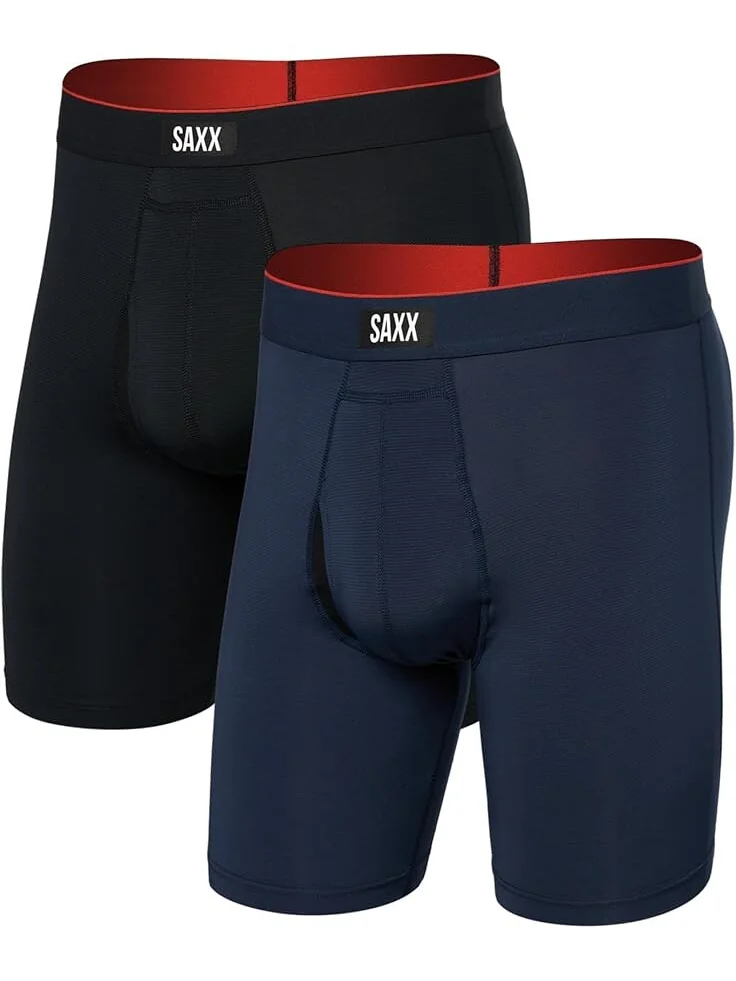 Боксеры SAXX UNDERWEAR Multi-Sport Mesh Long Boxer Brief Fly 2-Pack — изображение 1 из 1, темно-синий/черный