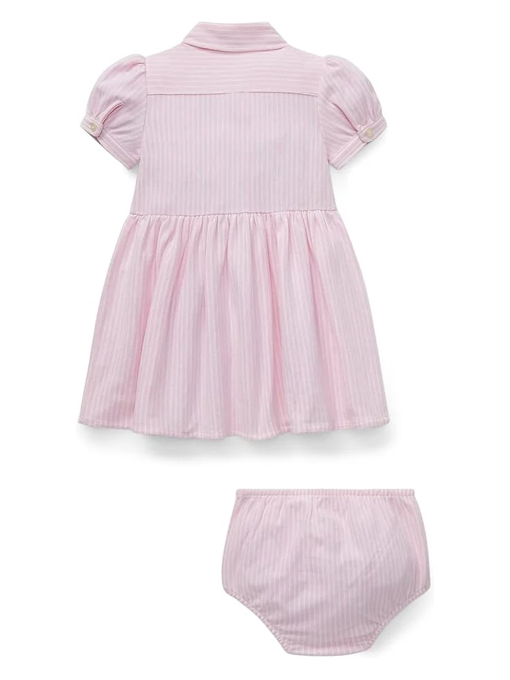 Платье Polo Ralph Lauren Kids Striped Knit Oxford Dress — изображение 2 из 3, розовый/белый