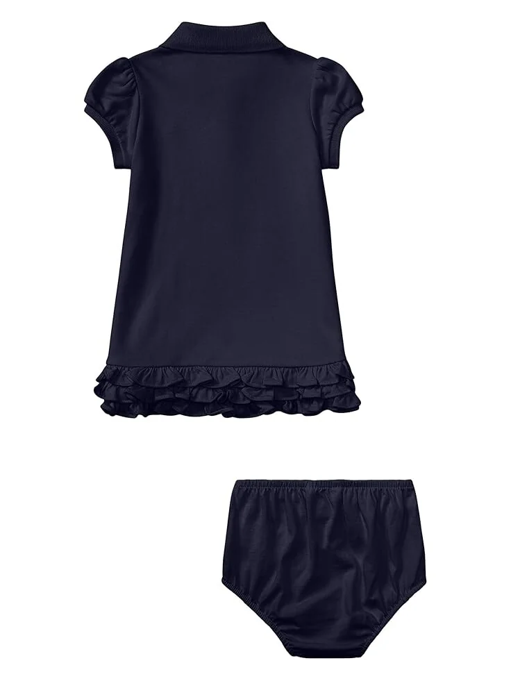 Платье Polo Ralph Lauren Kids Ruffled Polo Dress & Bloomer — изображение 2 из 2, темно-синий