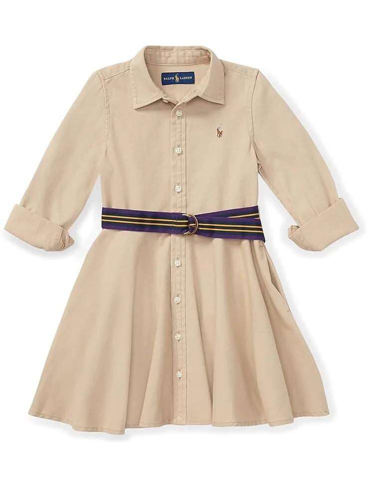 Платье Polo Ralph Lauren Kids Belted Cotton Chino Shirtdress