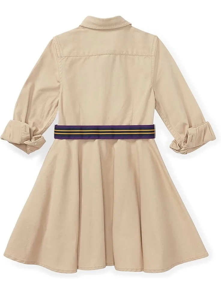 Платье Polo Ralph Lauren Kids Belted Cotton Chino Shirtdress — изображение 2 из 2, классический хаки