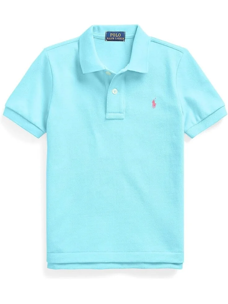 Поло Polo Ralph Lauren Kids Cotton Mesh Polo Shirt — изображение 1 из 2, бирюзовый