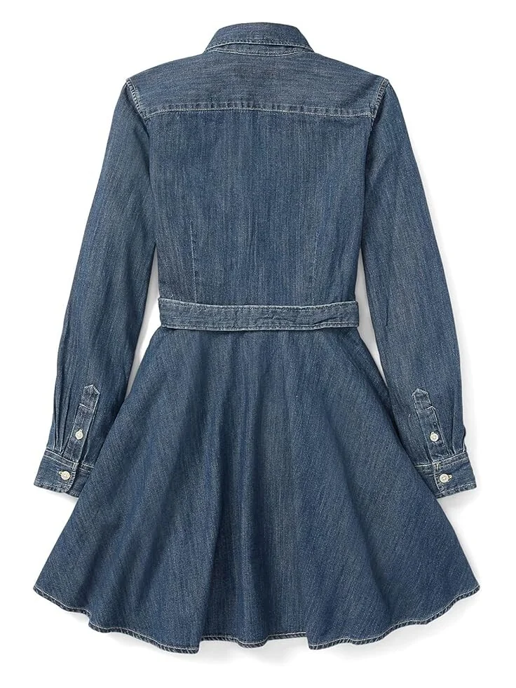 Платье Polo Ralph Lauren Kids Belted Cotton Denim Shirtdress — изображение 2 из 2, синий