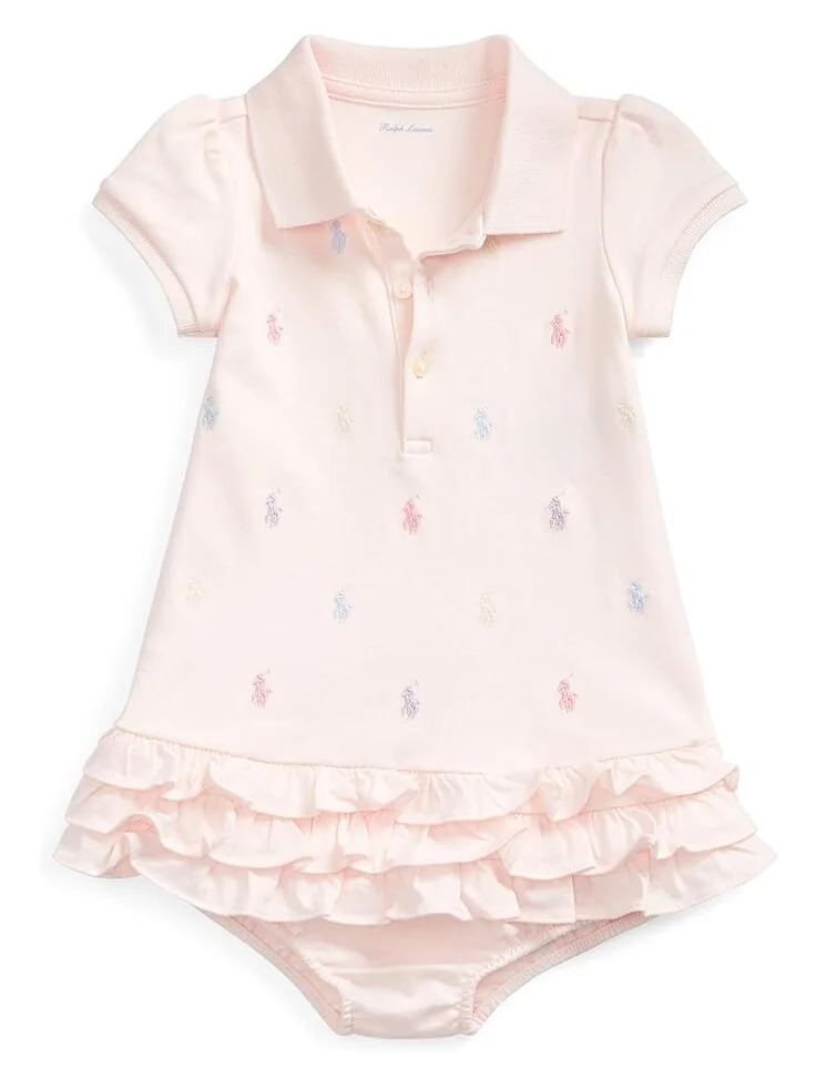 Платье Polo Ralph Lauren Kids Baby Girl's Ruffled Polo Dress & Bloomers Set — изображение 1 из 3, розовый