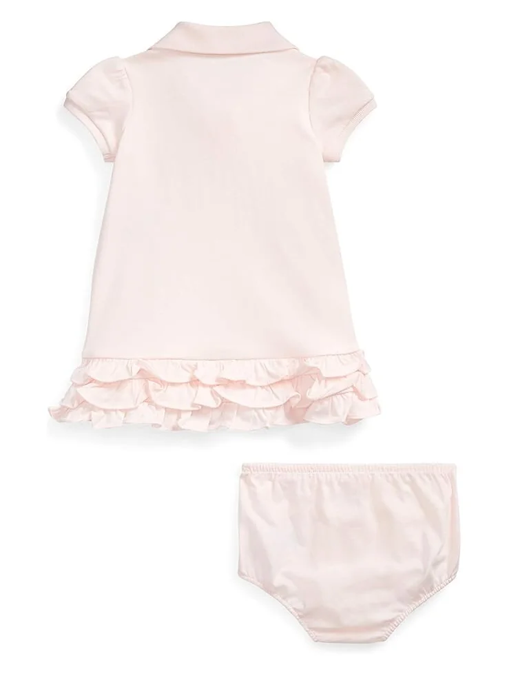 Платье Polo Ralph Lauren Kids Baby Girl's Ruffled Polo Dress & Bloomers Set — изображение 2 из 3, розовый