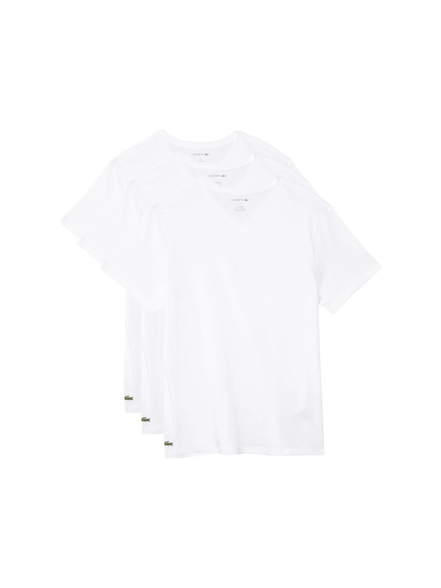 Футболка Lacoste 100% Cotton Regular Fit V-neck T-shirt 3-pack — изображение 1 из 1, белый