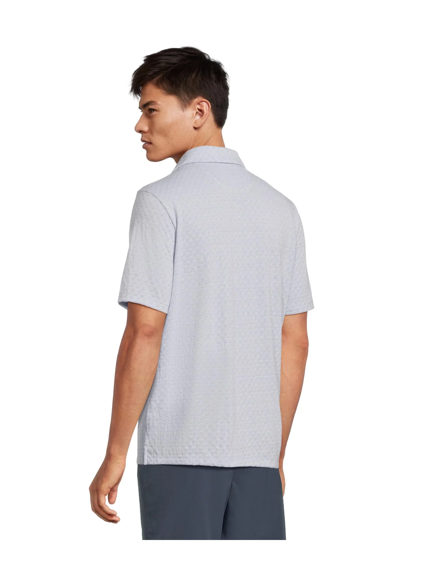 Поло Johnston & Murphy Basket Weave V-Neck Polo — изображение 3 из 5, светлый синий
