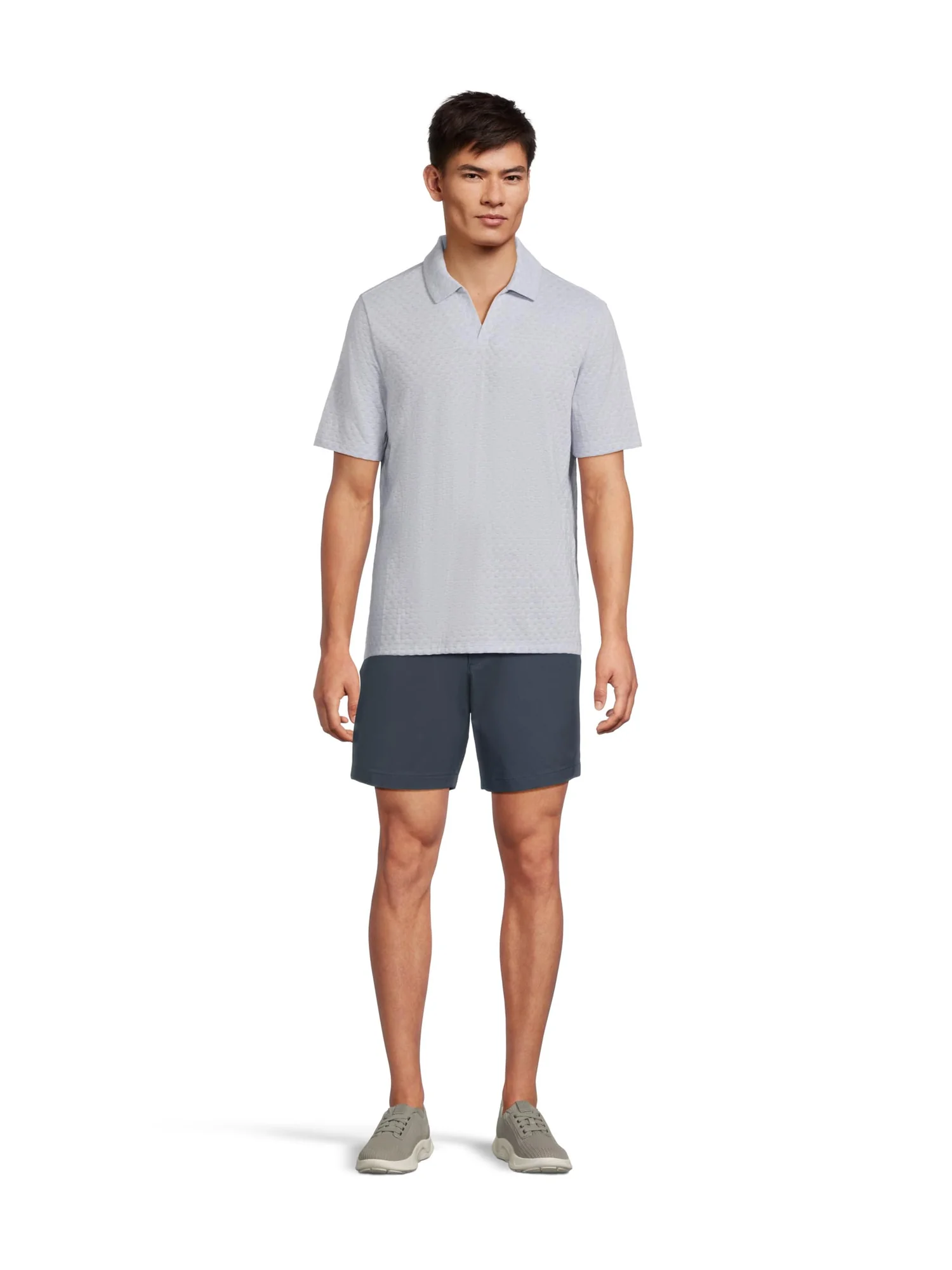 Поло Johnston & Murphy Basket Weave V-Neck Polo — изображение 5 из 5, светлый синий