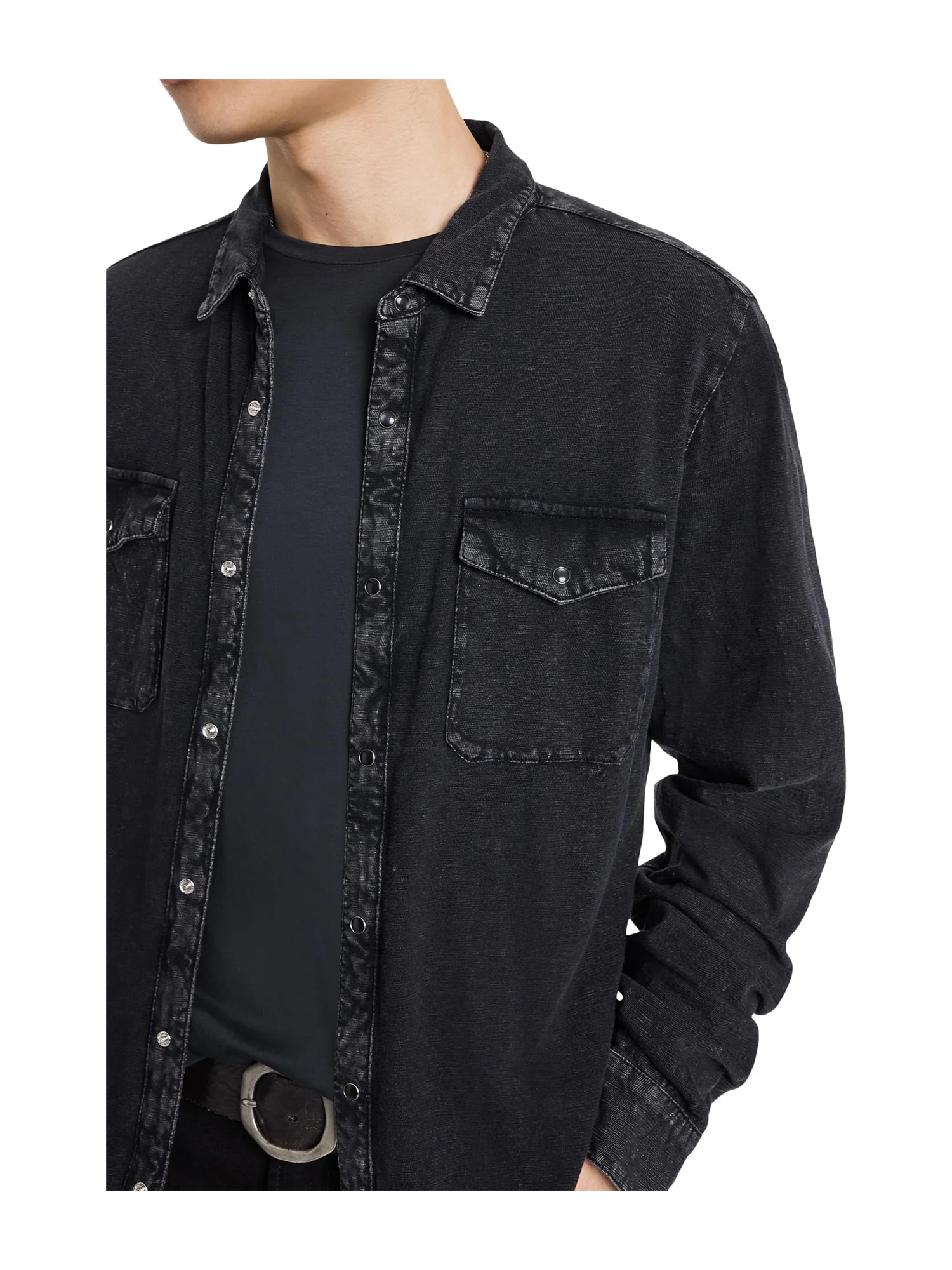Рубашка John Varvatos ARVON WESTERN SHIRT — изображение 4 из 5, черный