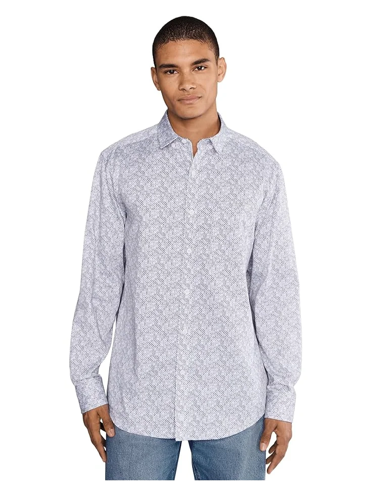 Мужская рубашка Johnston & Murphy Printed Cotton — изображение 1 из 5, синий/бежевый