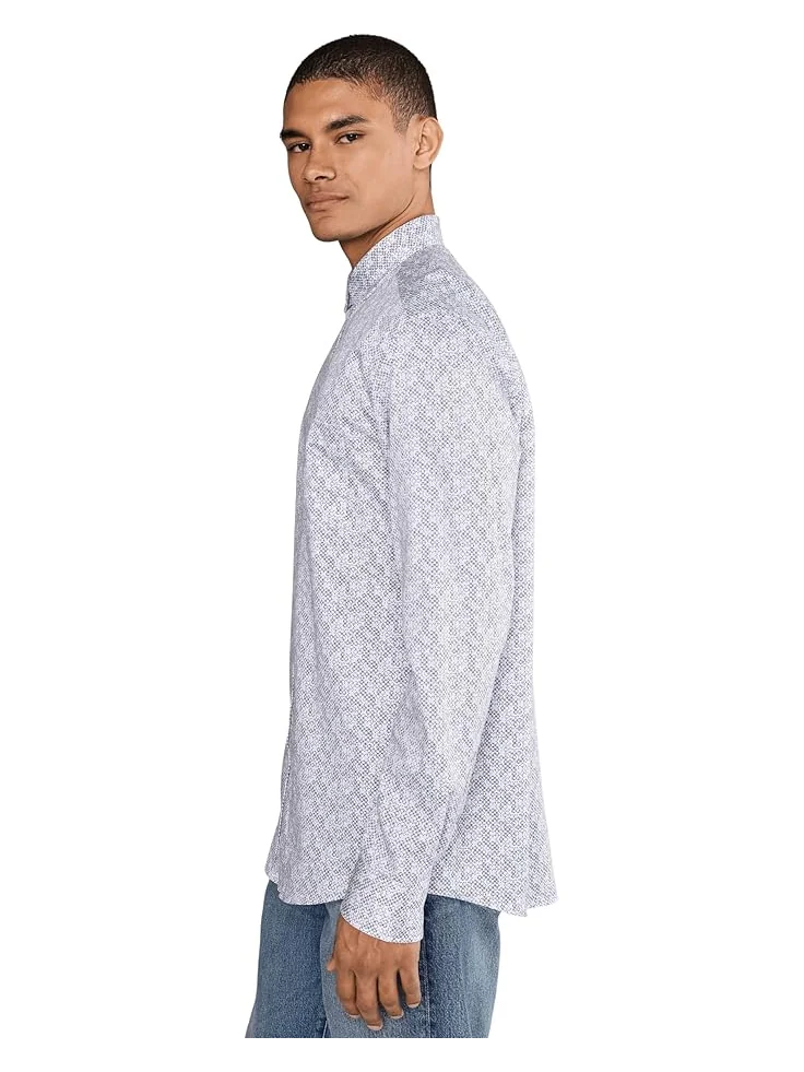 Мужская рубашка Johnston & Murphy Printed Cotton — изображение 3 из 5, синий/бежевый