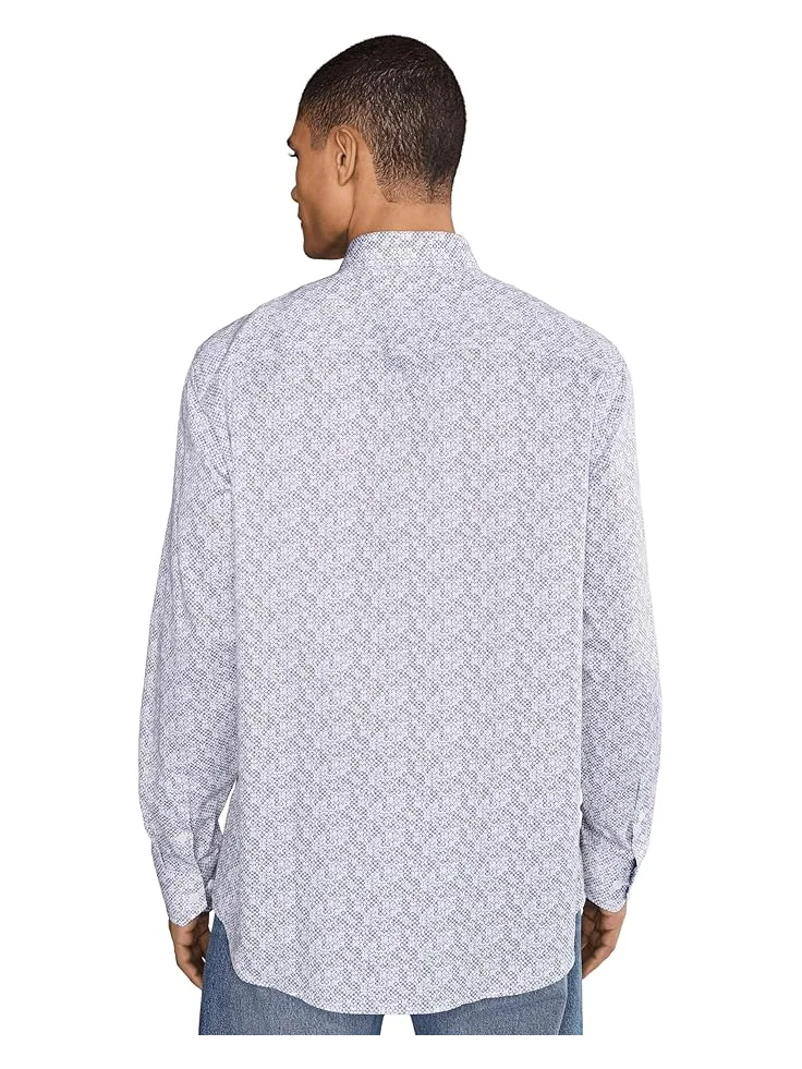 Мужская рубашка Johnston & Murphy Printed Cotton — изображение 4 из 5, синий/бежевый