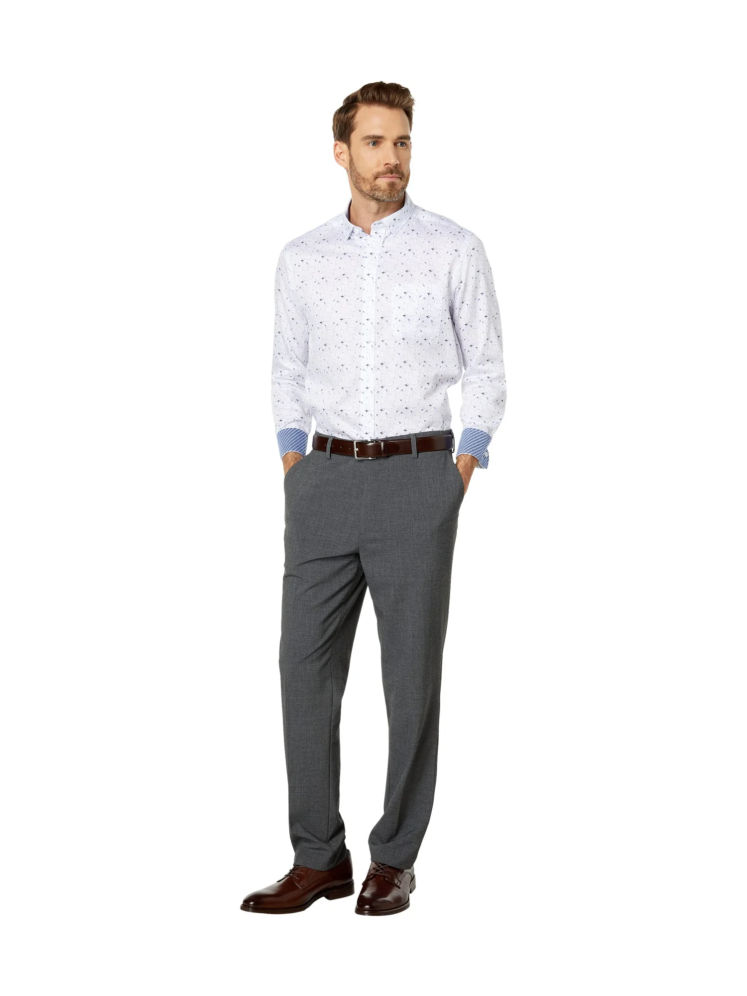 Рубашка Johnston & Murphy Printed Cotton Shirt — изображение 4 из 4, белый