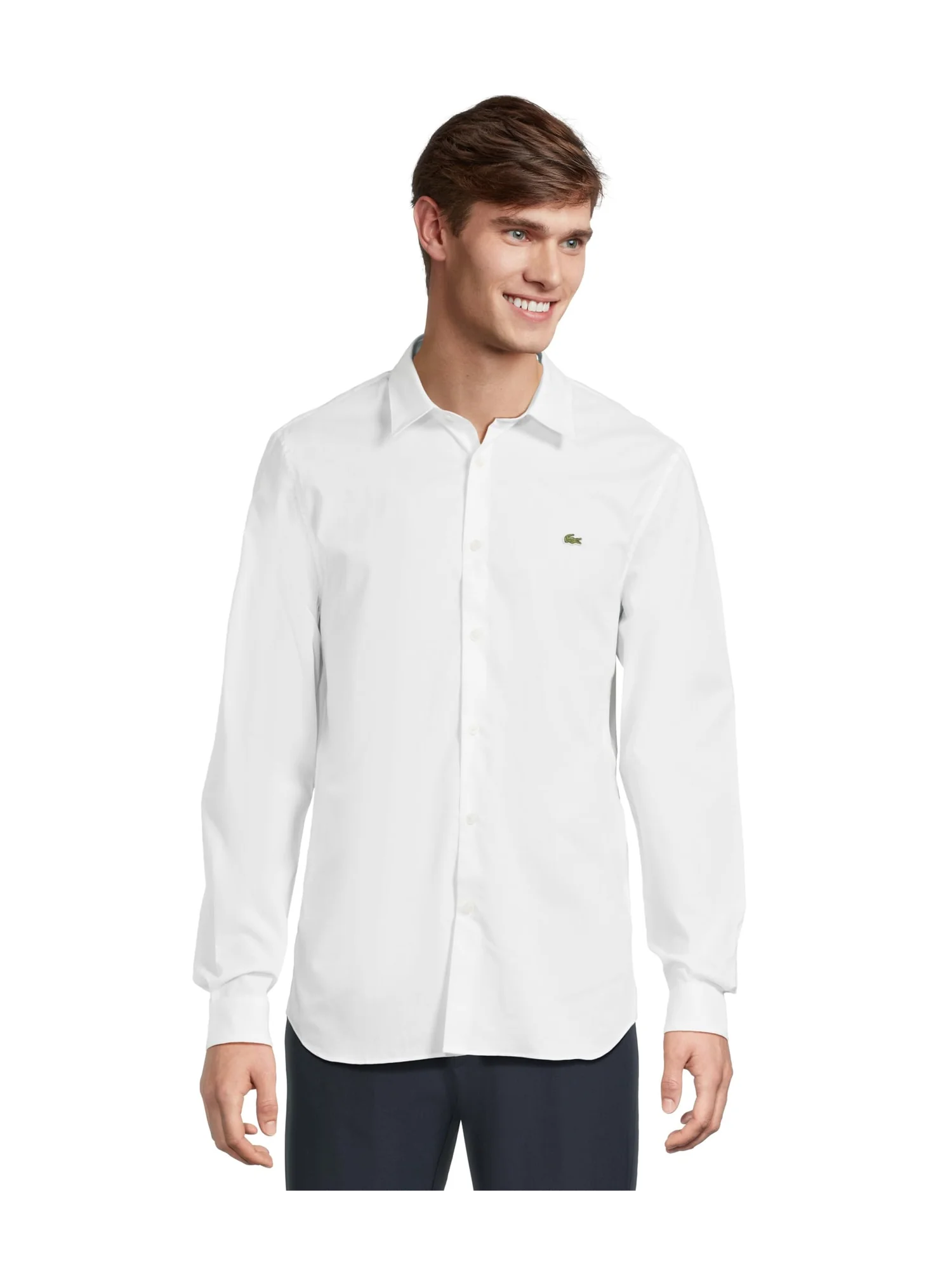 Рубашка Lacoste Slim Fit Stretch Cotton Poplin Shirt — изображение 1 из 5, белый