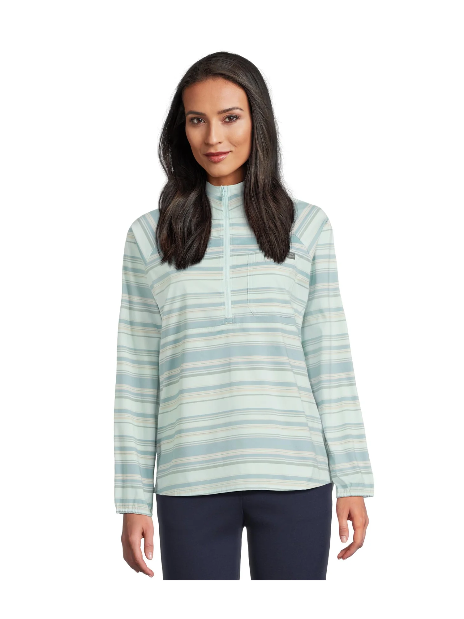 Пуловер L.L.Bean Everyday SunSmart Quarter-Zip Pullover Colorblock Woven Shirt