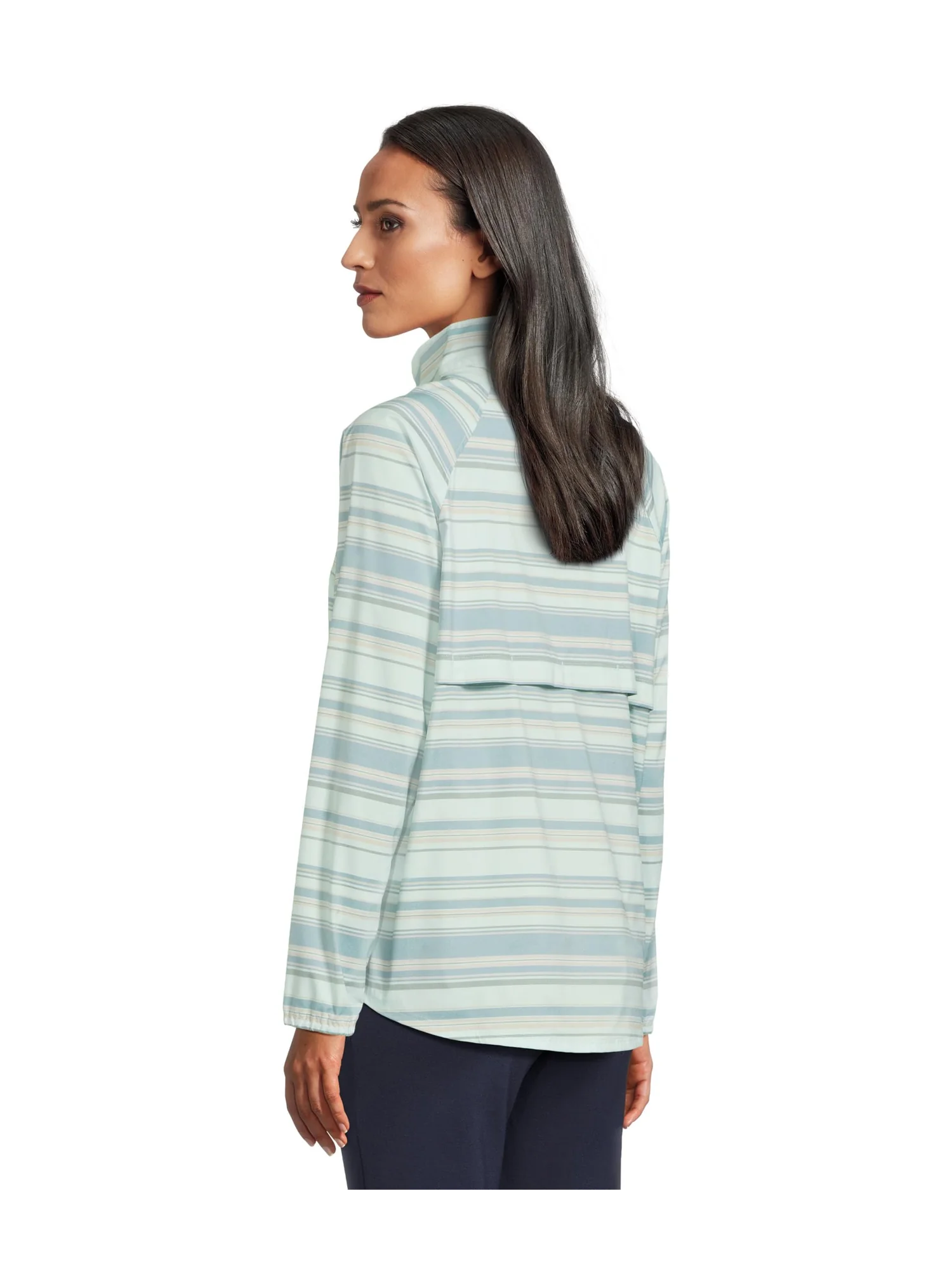 Пуловер L.L.Bean Everyday SunSmart Quarter-Zip Pullover Colorblock Woven Shirt — изображение 3 из 5, синий