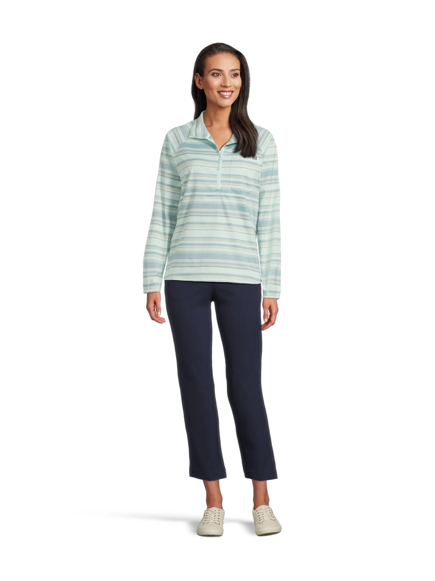 Пуловер L.L.Bean Everyday SunSmart Quarter-Zip Pullover Colorblock Woven Shirt — изображение 5 из 5, синий