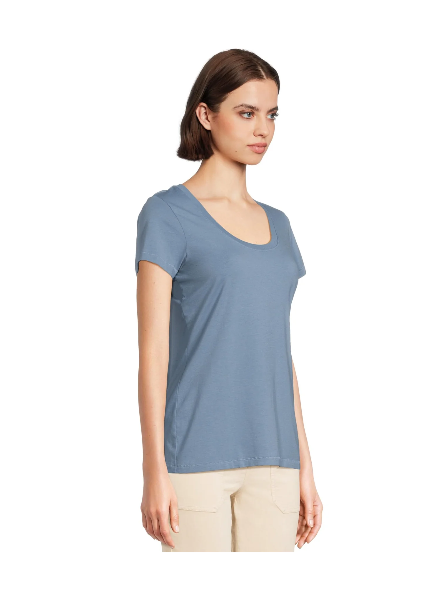 Футболка L.L.Bean Soft Stretch Supima Scoop Neck Short-Sleeve Tee — изображение 2 из 5, синий