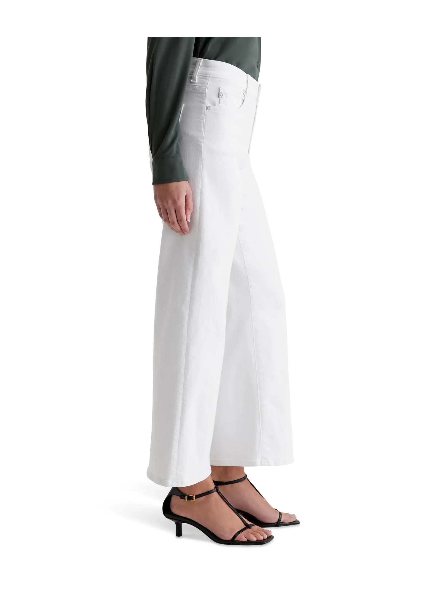 Джинсы AG Jeans Saige Mid-Rise Wide Leg Jeans in Gallery White — изображение 2 из 6, белый